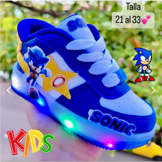 ¡Desata la velocidad de Sonic en cada paso! Tenis con luces para que tus hijos corran al máximo estilo
